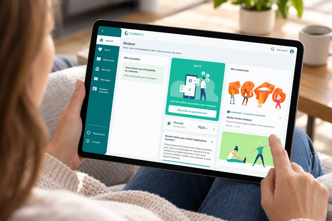 Application de télésurveillance Cureety sur tablette