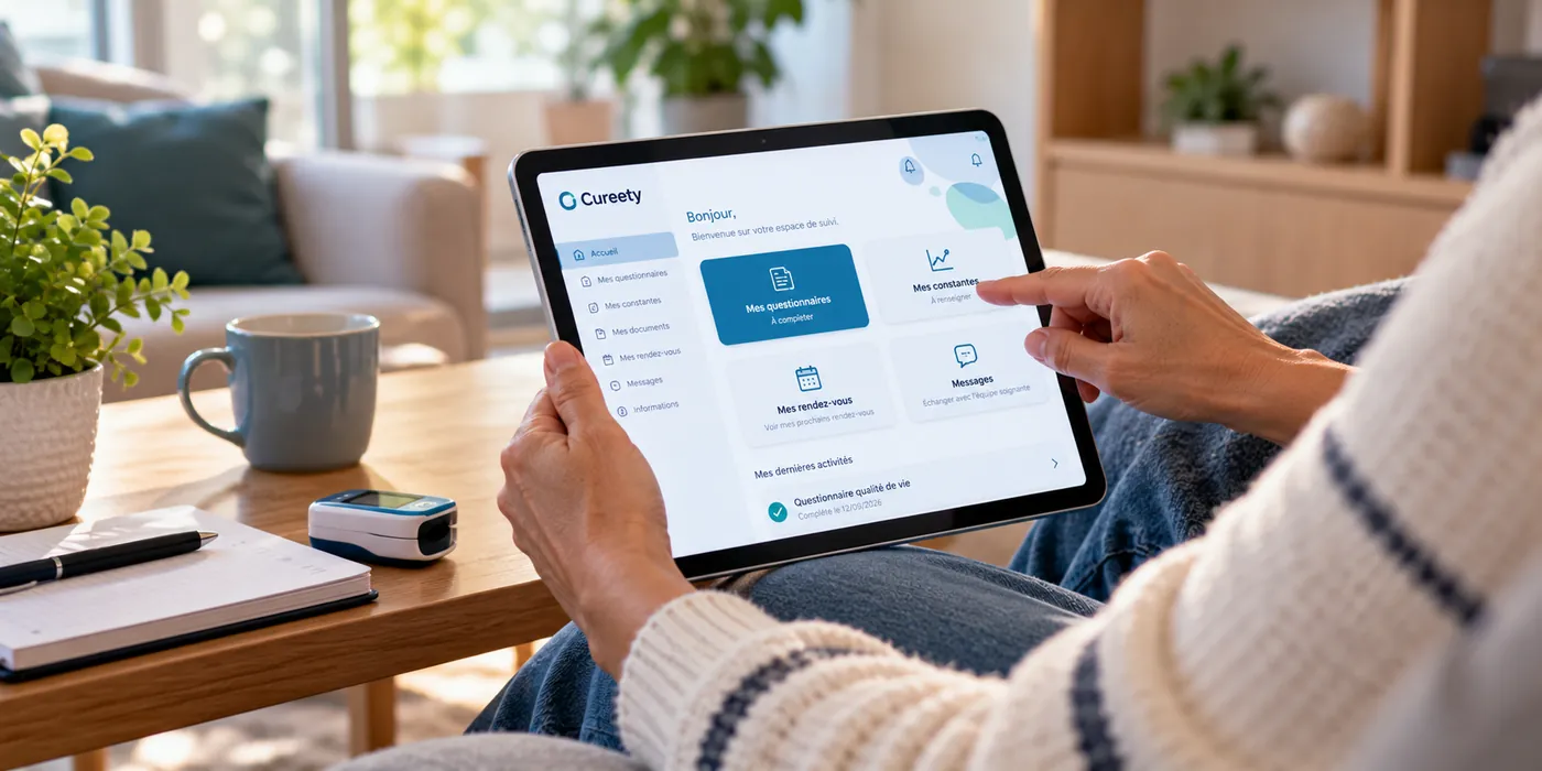 Télésurveillance Cureety : questionnaire de suivi sur smartphone