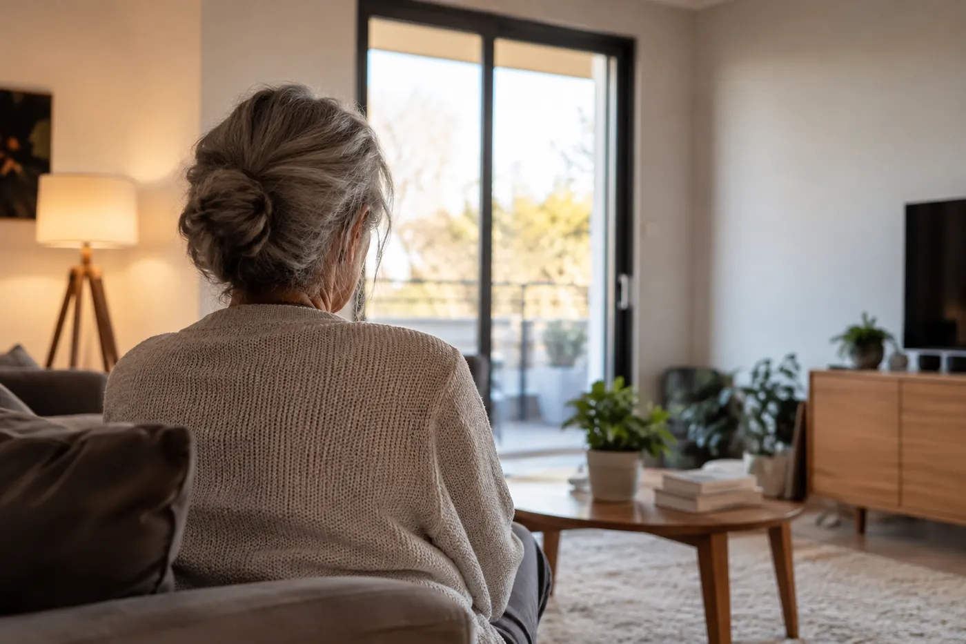 Personne chez elle, au téléphone avec l’équipe soignante, ses documents de suivi à portée de main
